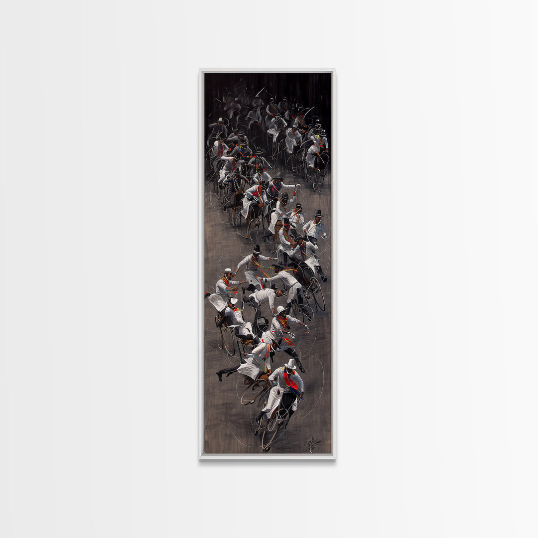 African Horseback Warriors Wall Art, Dynamic Tribal Riders Painting, African Warrior Art, Bold Cultural Canvas Decor Gift