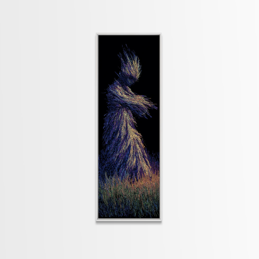 Mystical African Woman Wall Art, Abstract Particle Figure, Spiritual Afrocentric Decor, Elegant Black Goddess Canvas Print