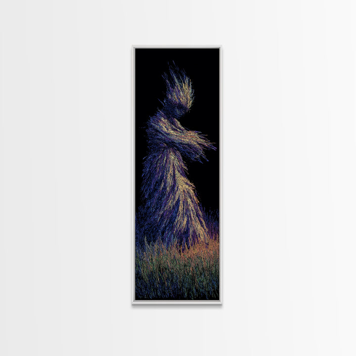 Mystical African Woman Wall Art, Abstract Particle Figure, Spiritual Afrocentric Decor, Elegant Black Goddess Canvas Print