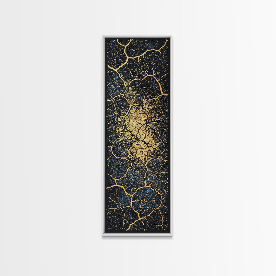 Gold Cracked Earth Abstract Wall Art, Kintsugi Texture Canvas, Modern African Decor, Earth Tone Art, Luxury Statement Piece