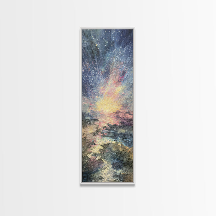 Radiant Ocean Sunrise With Textured Sky And Waves, Canvas Print, Dreamy Wall Art, Nature Scene Art For Living Room Decor Gift