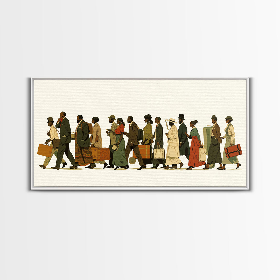 Elegant Black Travelers Procession Wall Art, African American Art, Black Culture Art Print, Heritage Portrait For Living Room