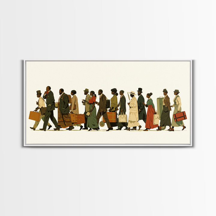 Elegant Black Travelers Procession Wall Art, African American Art, Black Culture Art Print, Heritage Portrait For Living Room