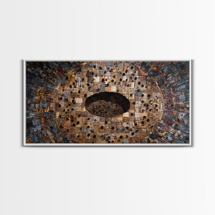 Weathered Bronze Tribal Mask Portal Wall Art, Abstract African Art, Kifwebe Mask Decor, Cultural Wall Decor, Statement Piece