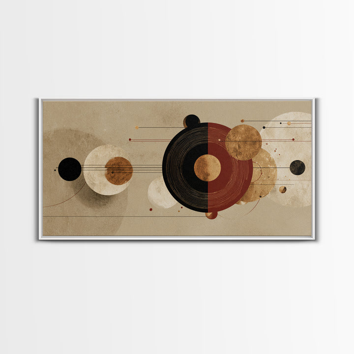 Earth Tone Abstract Circles Wall Art, Mid Century Geometric Canvas Print, Burnt Orange Beige Modern Home Decor Gift For Living Room
