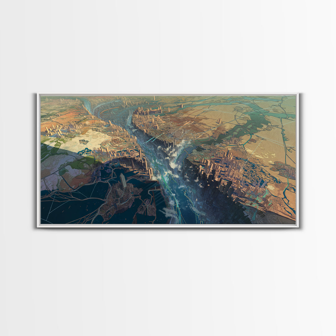 Futuristic African Rift City Landscape Wall Art, African Landscape, Contemporary Art, Large Wall Art, Statement Home Decor