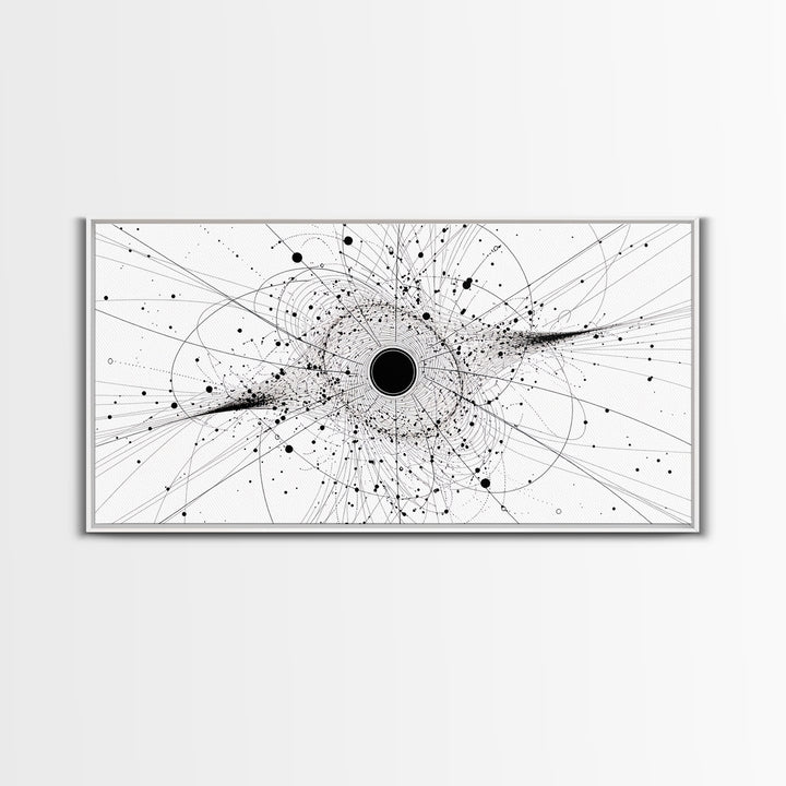 Minimal Black Hole Diagram Wall Art, Abstract Science Line Art, Modern Black And White Home Decor For Office Bedroom Gift