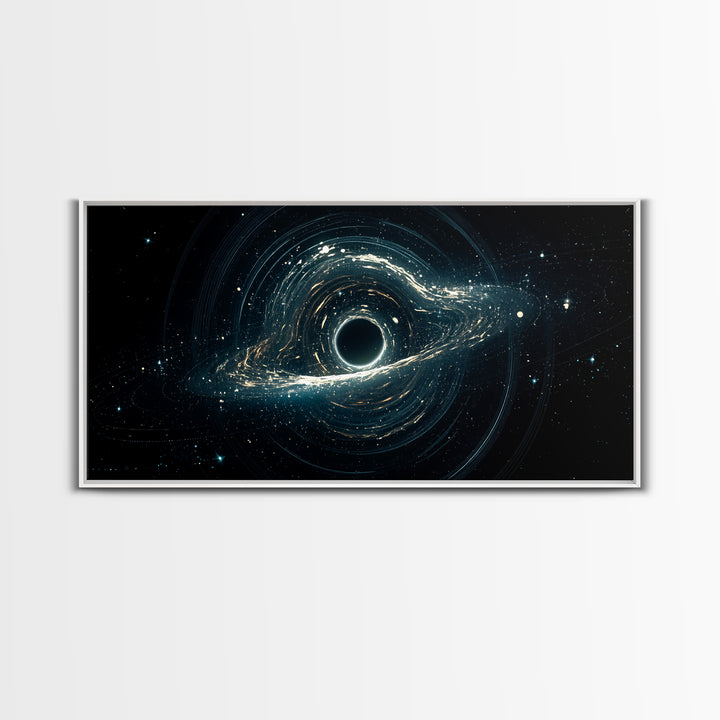 Luminous Cosmic Black Hole Canvas Print, Modern Galaxy Wall Art, Blue Abstract Space Decor For Bedroom Office Home Art Gift