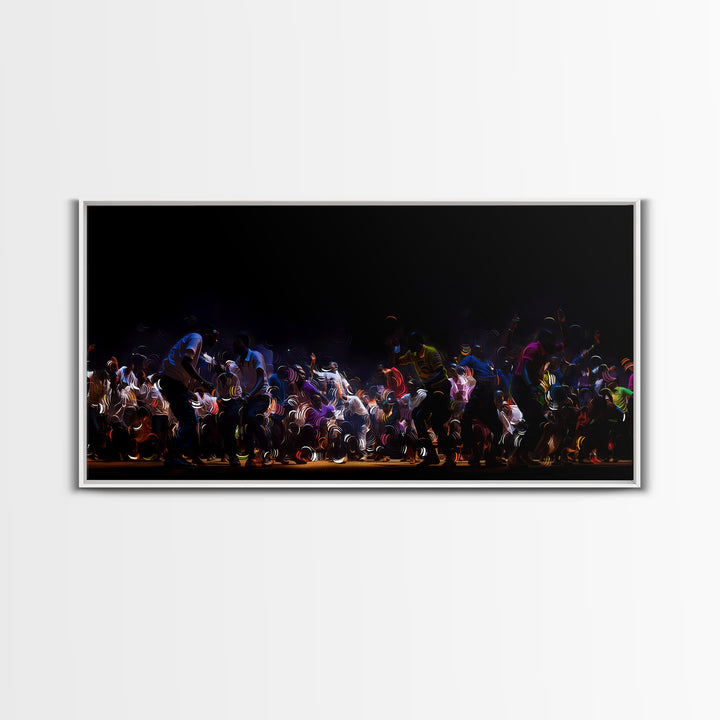 Night Festival African Dance Troupe Canvas Print, Dramatic Black Wall Art, Cultural Celebration Decor, Afrocentric Artwork