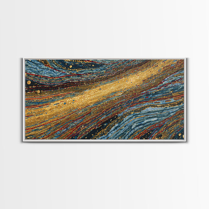 Gold And Teal Flowing Abstract Wall Art, Textured Art Print, Modern Canvas Art, Luxury Home Decor, Large Wall Decor Gift