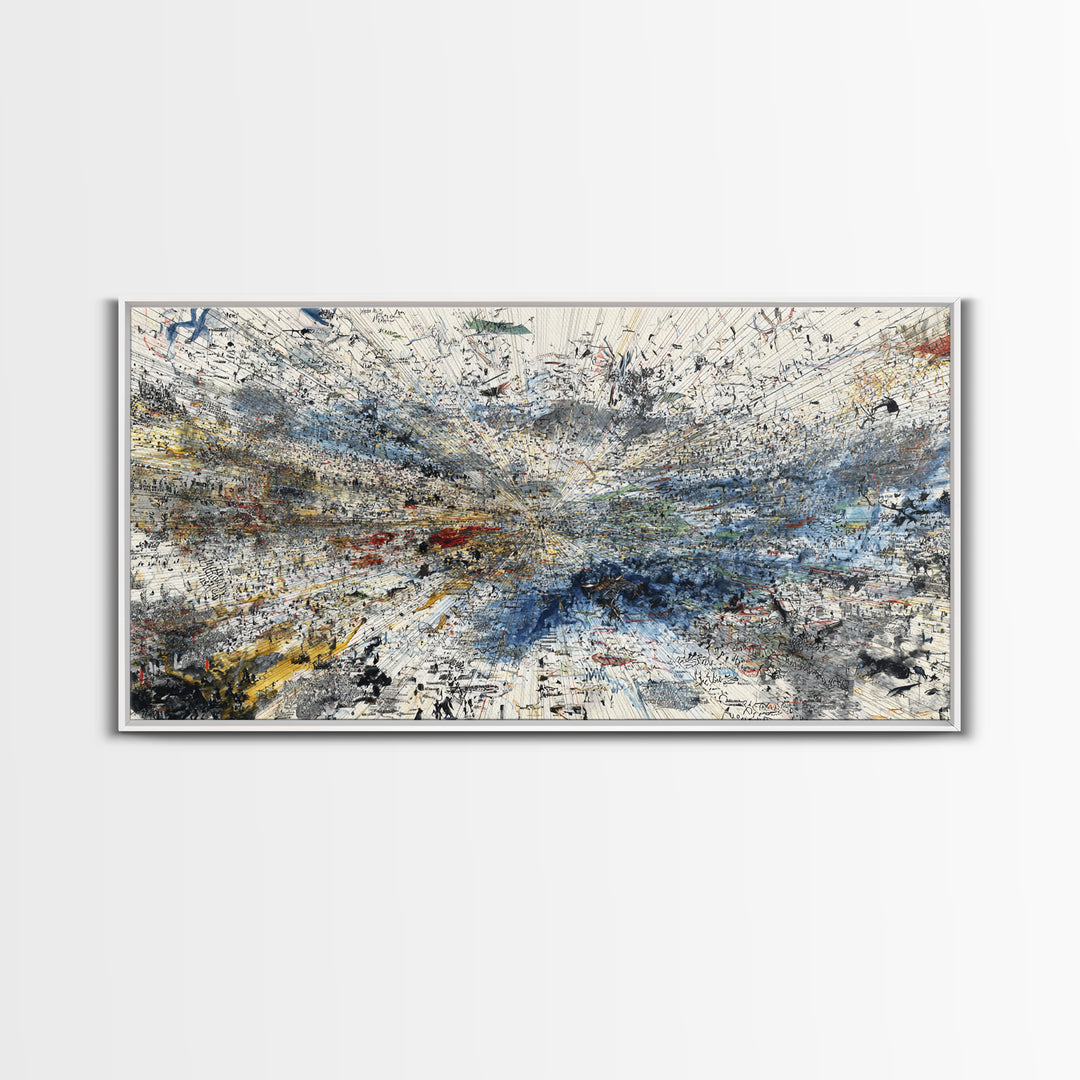 Abstract Blue White Landscape Wall Art, Textured Modern African Inspired Painting, Large Office Decor, Contemporary Print