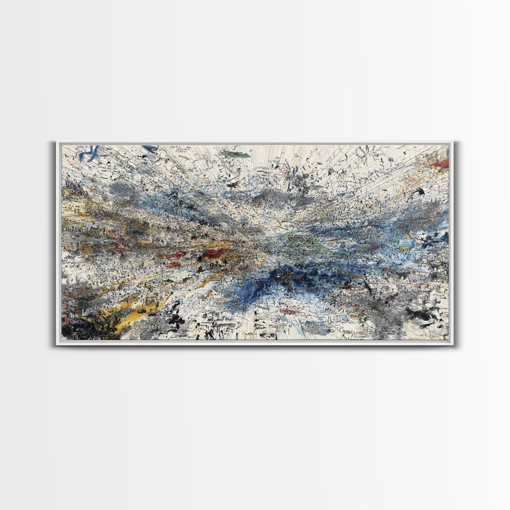 Abstract Blue White Landscape Wall Art, Textured Modern African Inspired Painting, Large Office Decor, Contemporary Print