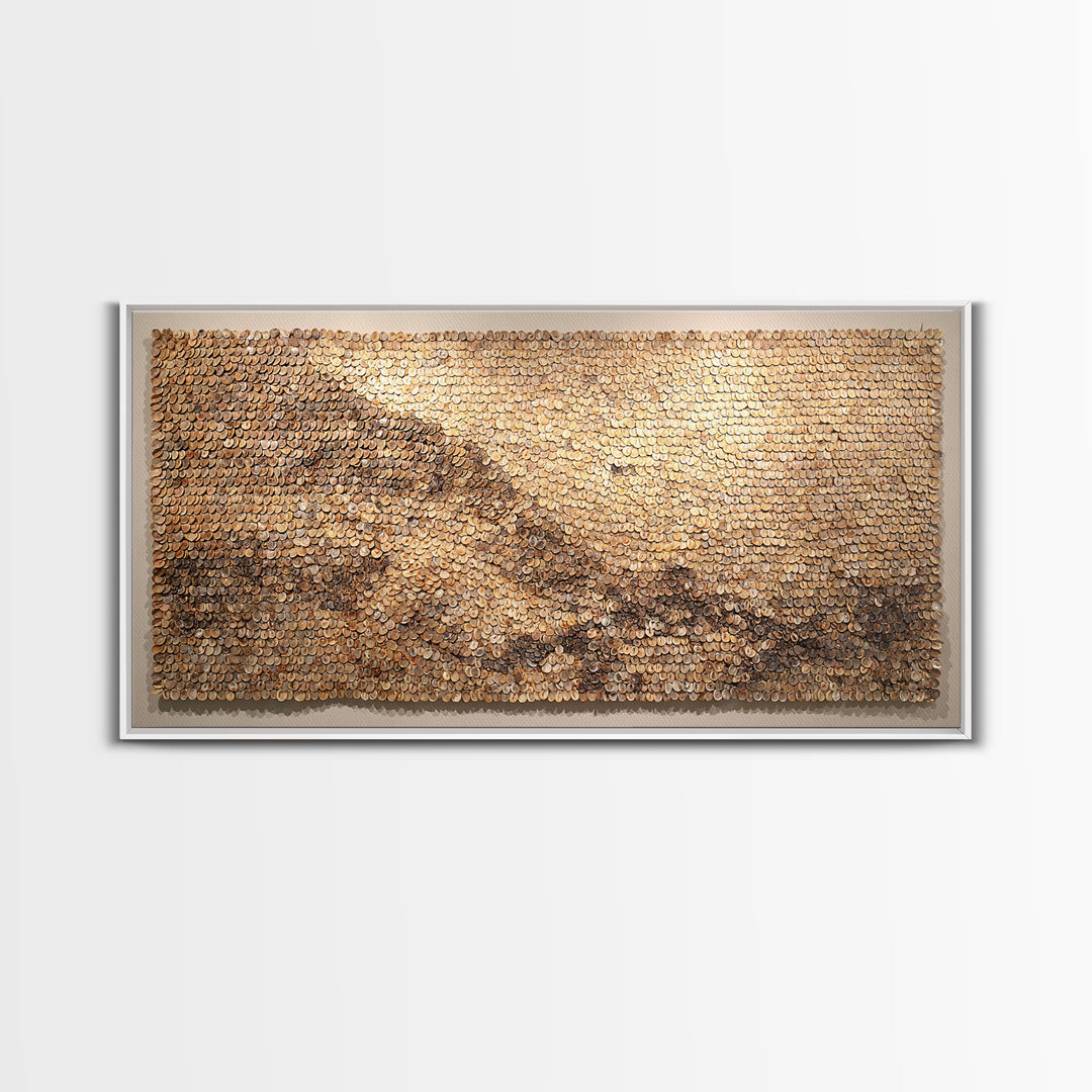 Cowrie Shell Mountain Wall Art, Textured African Landscape, Neutral Earth Tone Decor, Unique Home Decor, Boho Modern Canvas Print