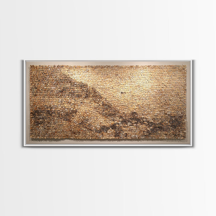 Cowrie Shell Mountain Wall Art, Textured African Landscape, Neutral Earth Tone Decor, Unique Home Decor, Boho Modern Canvas Print