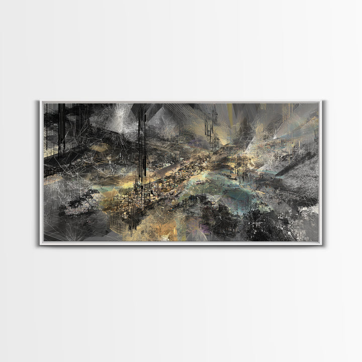 Moody Black And Gold Abstract Landscape Wall Art, Luxury Canvas Art, Modern Abstract Wall Art, Elegant Home Decor, Statement Piece