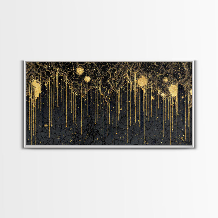Black Gold Drip Abstract Wall Art, Luxury Canvas Print, Modern African Art Decor, Textured Statement Wall Decor Gift For Home