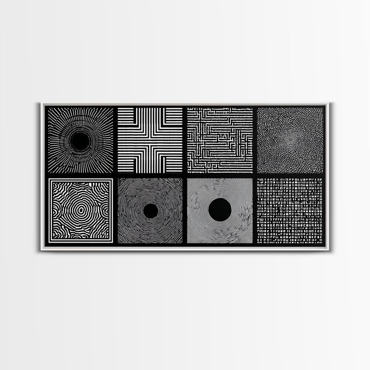 Black White Optical Pattern Canvas Print, African Abstract Geometric Art, Minimalist Modern Wall Decor, Bold Home Decor Gift