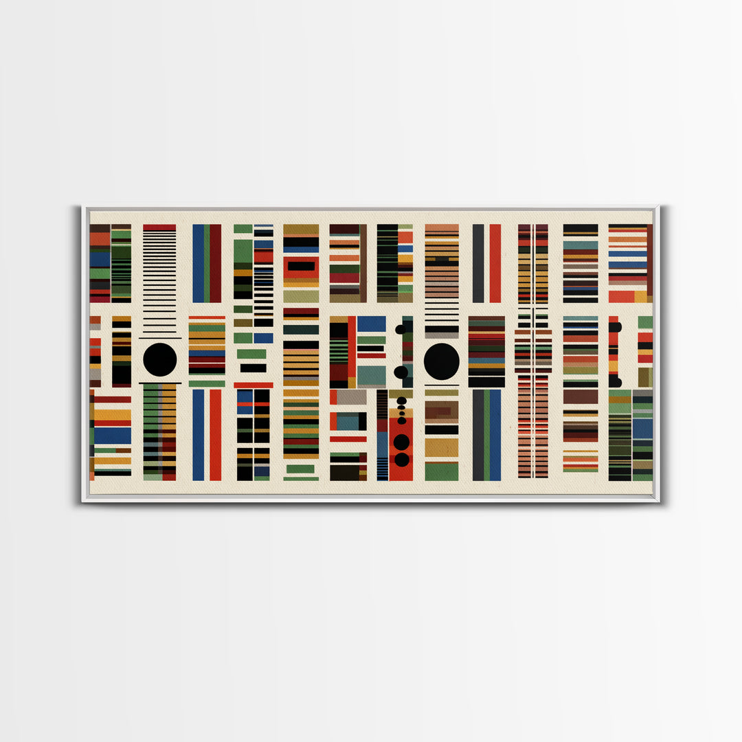 Minimalist African Textile Wall Art, Earth Tone Stripe Canvas Print, Kuba Inspired Geometric Decor For Modern Living Room