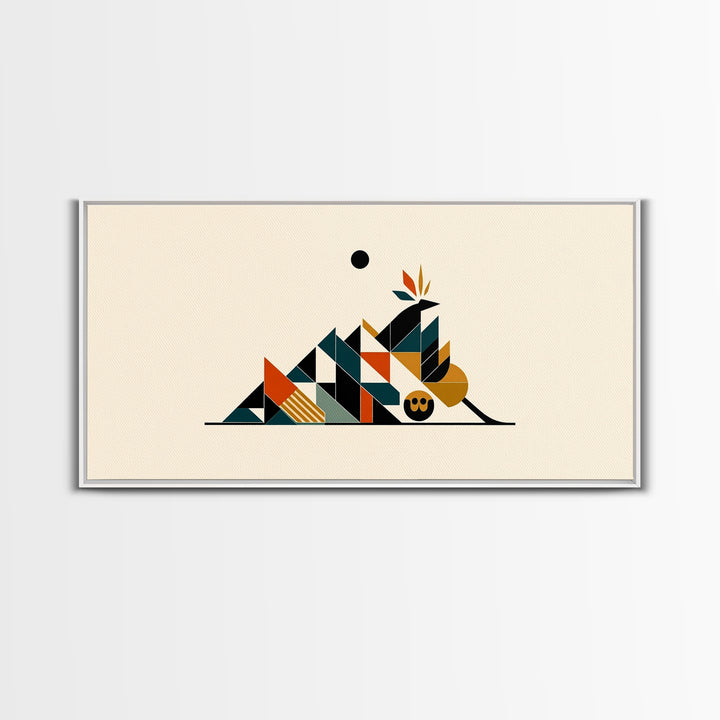 Minimalist Geometric Desert Symbols Wall Art, African Inspired Abstract Shapes, Terracotta Teal Decor, Modern Canvas Print
