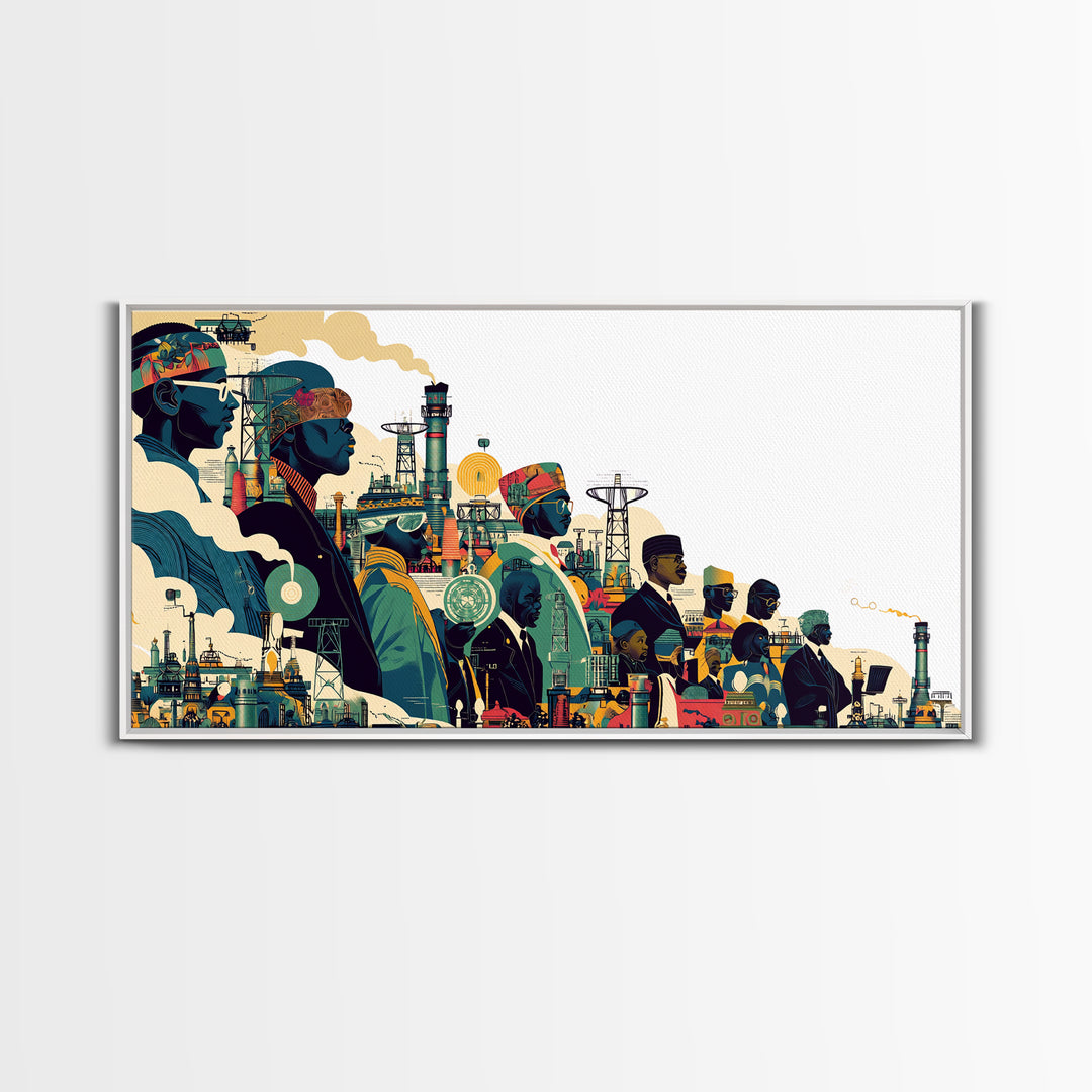 Afrofuturist African City Procession Wall Art, Black Culture Art, Modern African Art, Afrocentric Decor, Statement Canvas