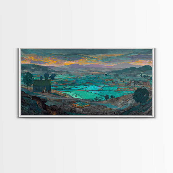 Turquoise African Valley Landscape Canvas Print, Serene Nature Scene Art, Africa Wall Decor, Large Living Room Painting Gift