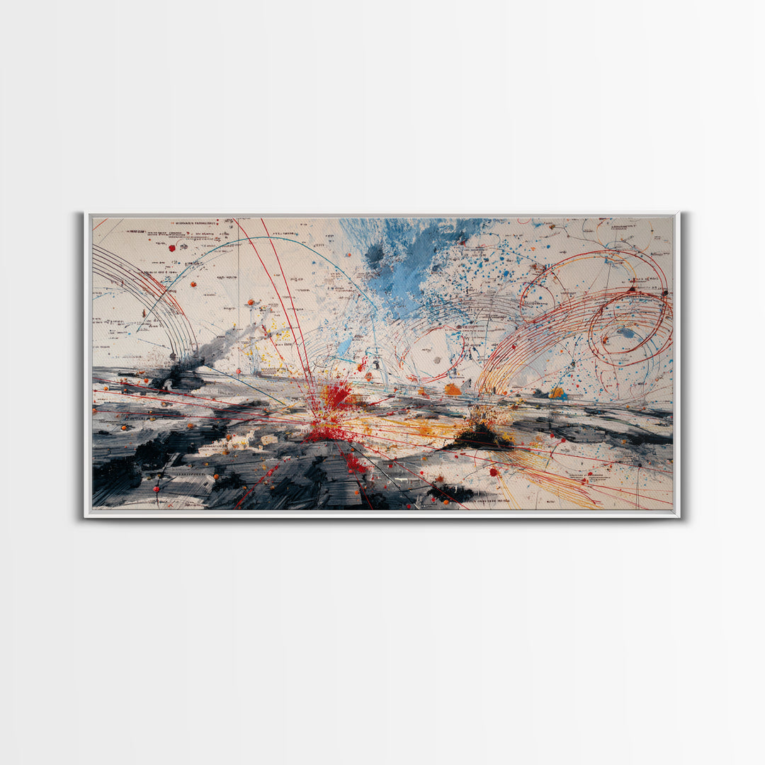 Abstract Battlefield Energy Canvas Print, Modern Abstract Art, Bold Office Art, Red Blue Contemporary Statement Wall Decor