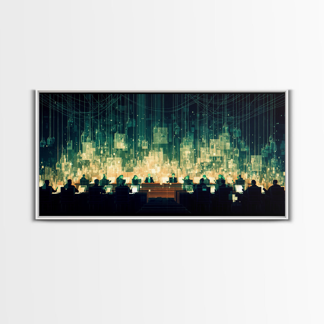 Futuristic Digital City Control Room Wall Art, Modern Canvas Art, Afrofuturism Decor, Tech Office Art, Statement Decor