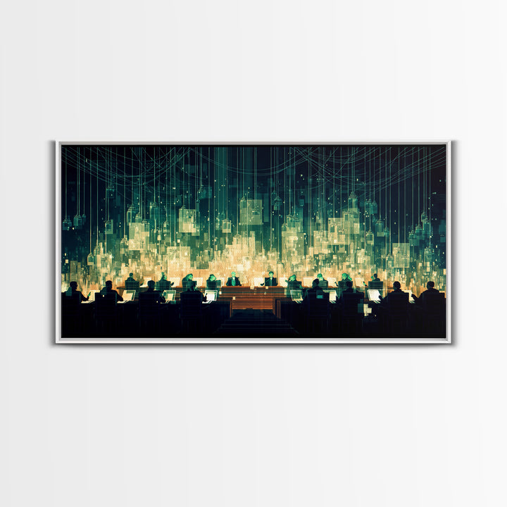 Futuristic Digital City Control Room Wall Art, Modern Canvas Art, Afrofuturism Decor, Tech Office Art, Statement Decor