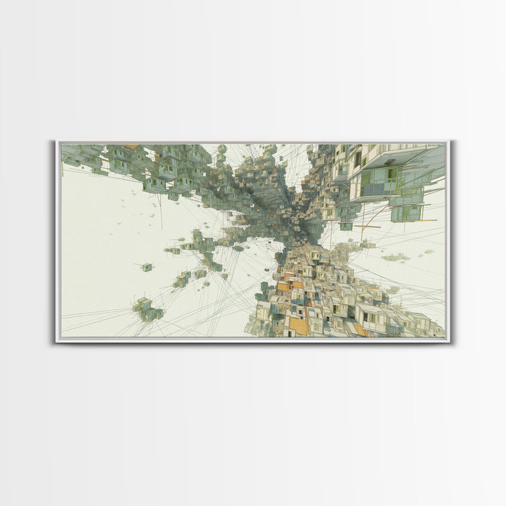 Upside Down Futuristic City Canvas Print, African Inspired Surreal Architecture, Modern Abstract Wall Decor, Office Art Gift