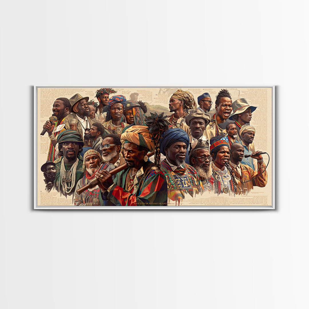 Vibrant African Elders And Musicians Canvas Print, Afrocentric Portrait Wall Decor, African Culture Art, Black Art Gift For Her