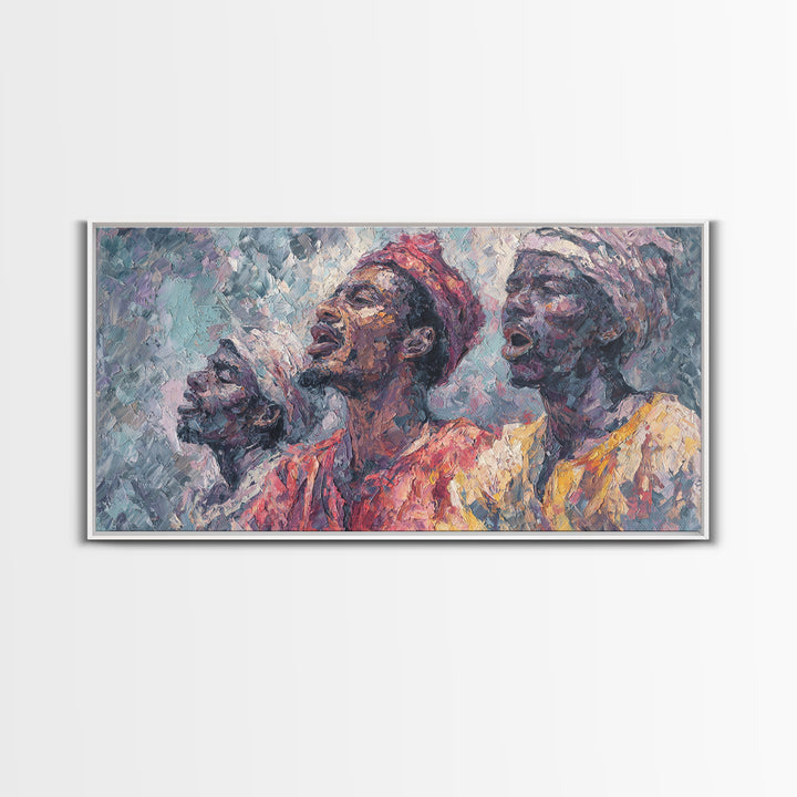 Three African Elders Portrait Wall Art, Impressionist African Painting, Black Culture Art, Afrocentric Home Decor Gift Print