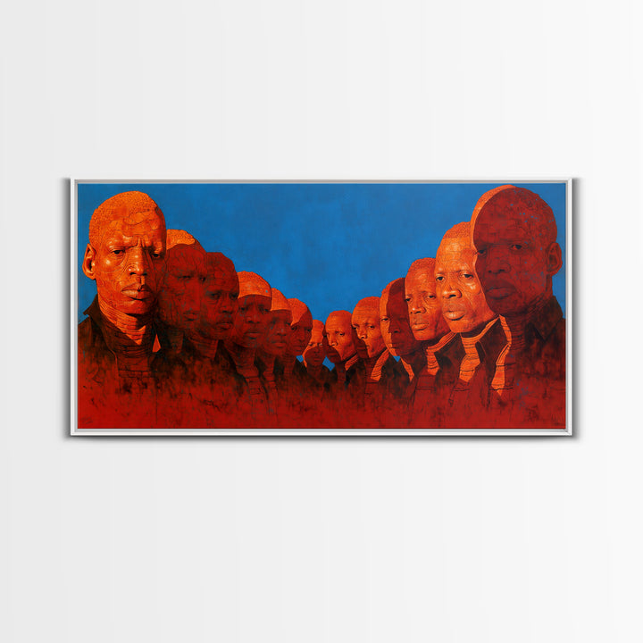 Bold Red African Warrior Portraits Wall Art, Afrocentric Canvas Print For Black Culture Decor, Statement Living Room Art