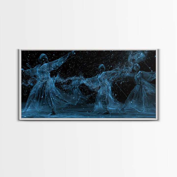 Blue Celestial African Women Dancers Wall Art, Afrocentric Canvas Print, Spiritual Black Girl Decor, Feminine Home Art Gift