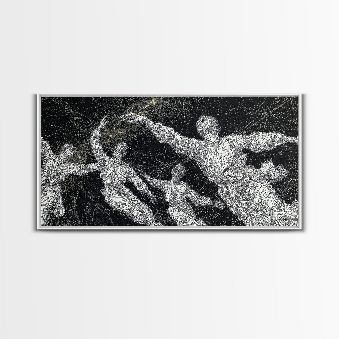 Black And White Dancing Figures Wall Art, African Contemporary Art Print, Expressive Movement Decor For Modern Studio Room