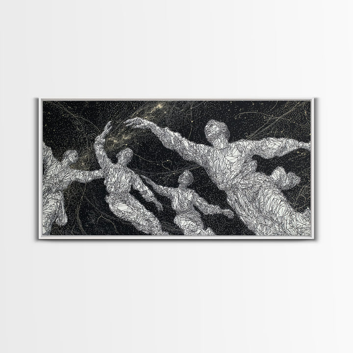 Black And White Dancing Figures Wall Art, African Contemporary Art Print, Expressive Movement Decor For Modern Studio Room