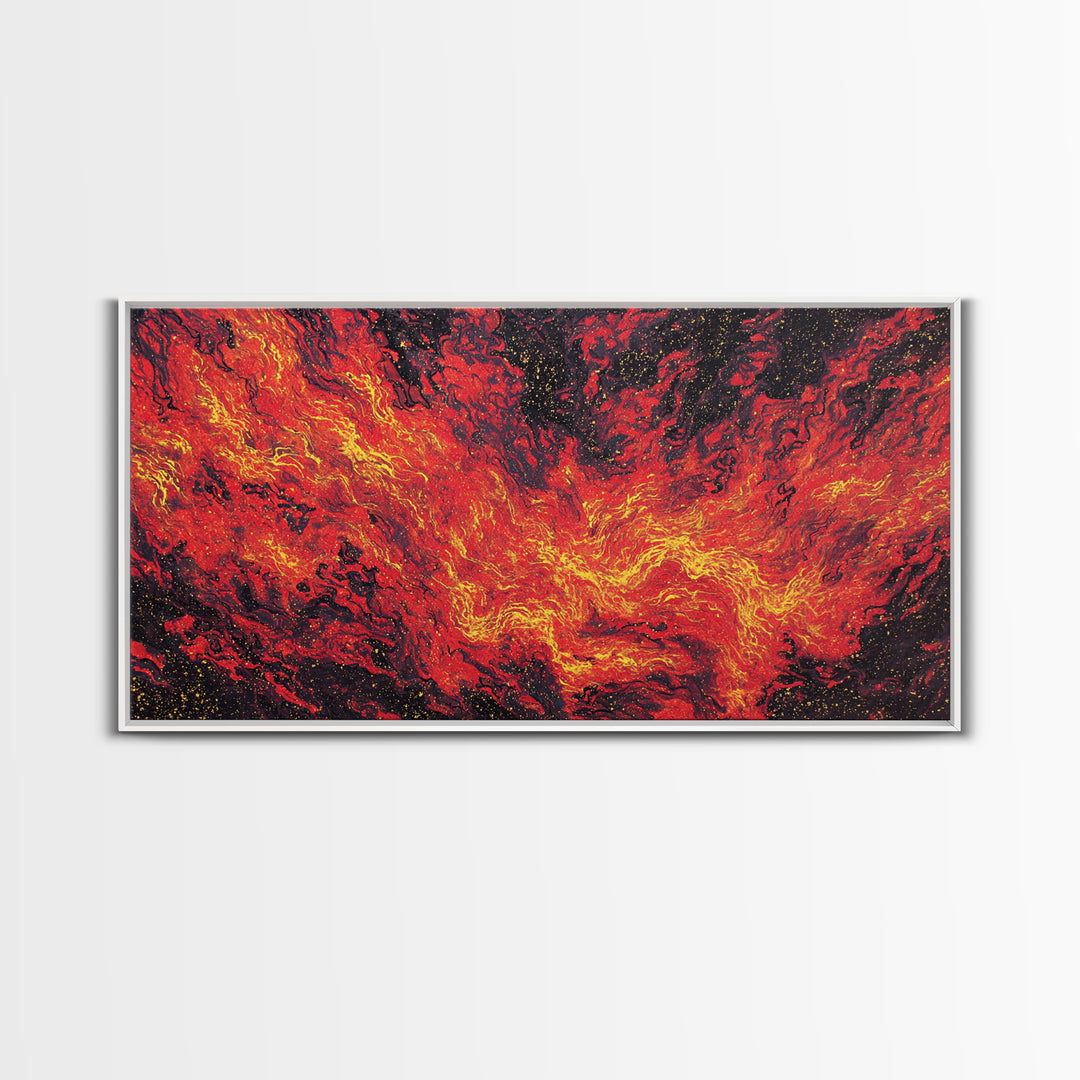 Fiery Red Lava Flow Canvas Print, Abstract Wall Art, Burnt Orange Art, Modern Home Decor, Bold Living Room Painting, Statement Piece