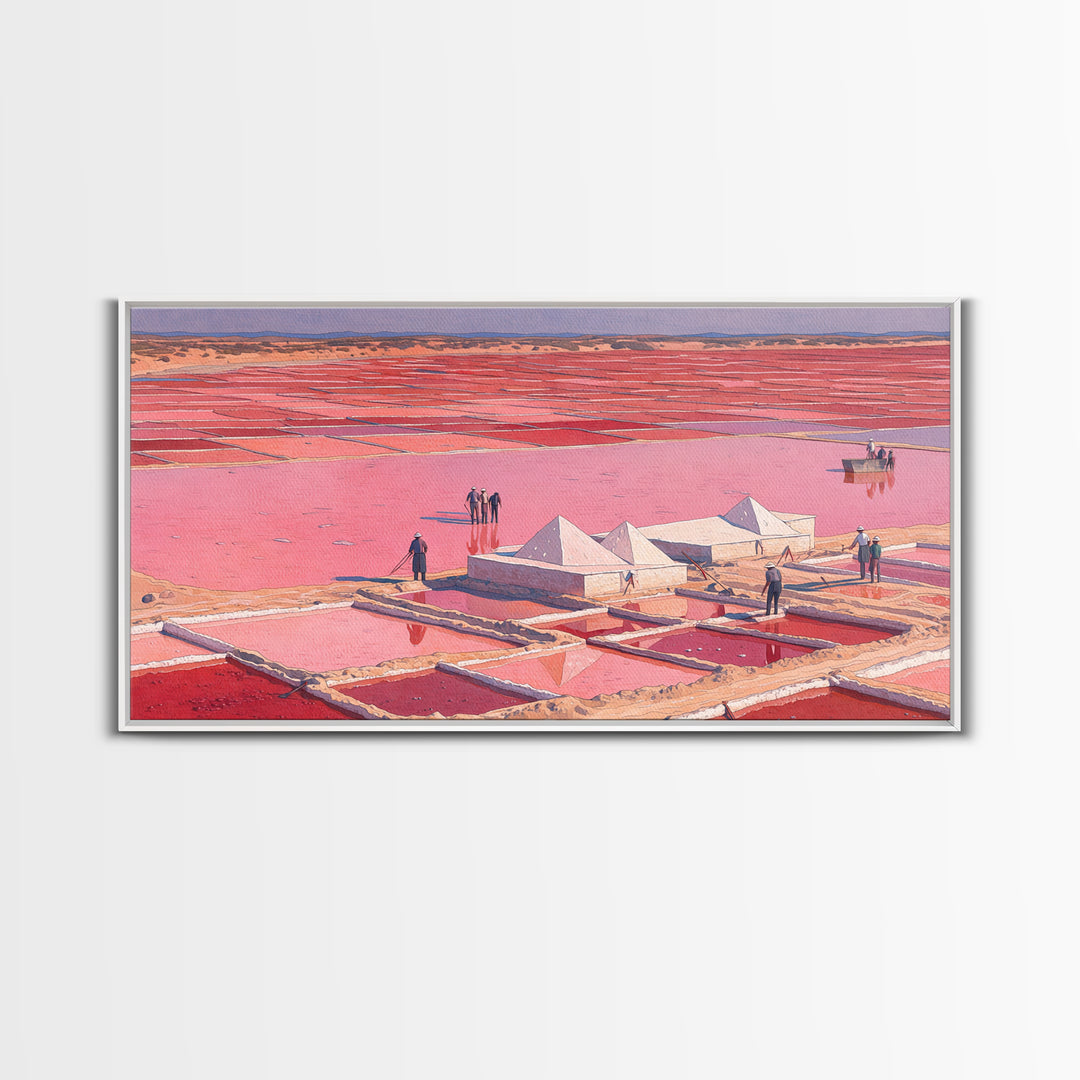 Pink Salt Pans And Desert Canvas Print, African Landscape Art, West Africa Travel Decor, Unique Coastal Wall Decor Home Gift