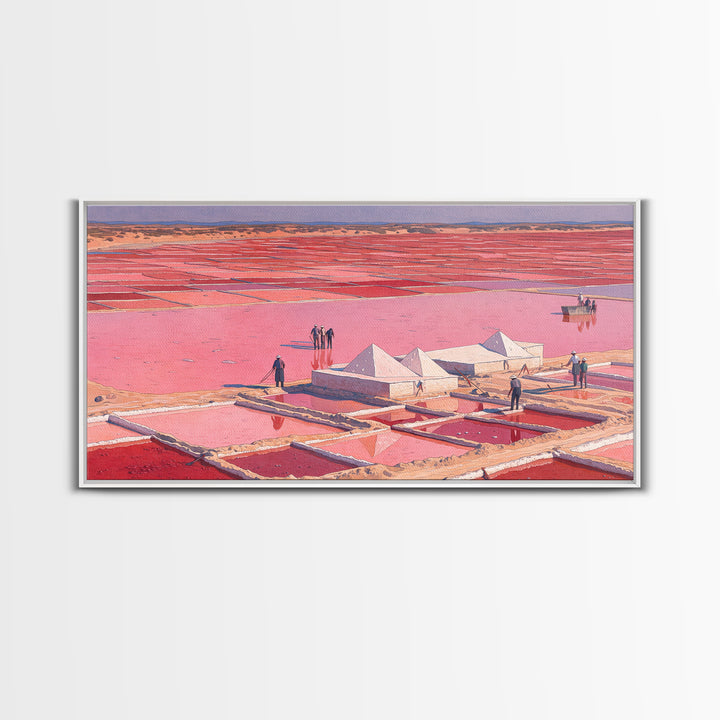 Pink Salt Pans And Desert Canvas Print, African Landscape Art, West Africa Travel Decor, Unique Coastal Wall Decor Home Gift