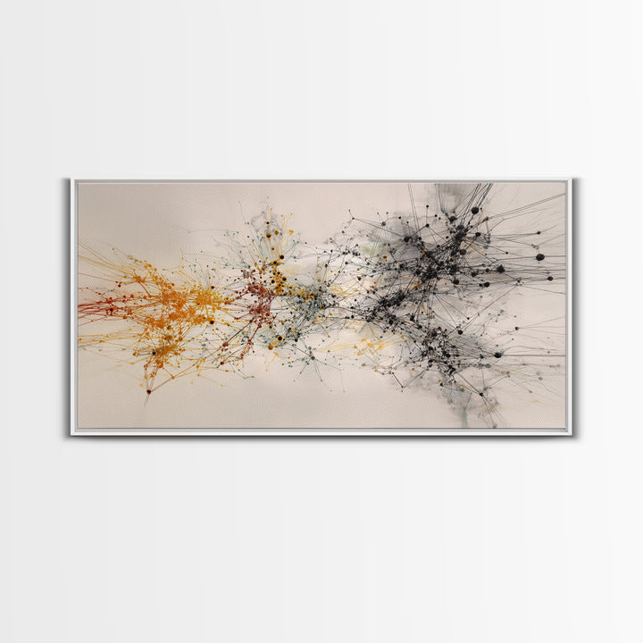 Orange Black Network Splatter Abstract Canvas Print, African Art Abstract, Modern Office Wall Decor, Contemporary Home Decor