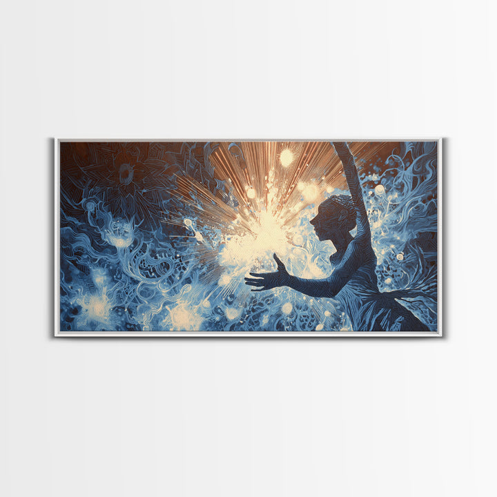 Mystical Blue African Woman Wall Art, Spiritual Abstract Canvas Print, Afrocentric Female Power Art, Dreamy Home Decor Gift