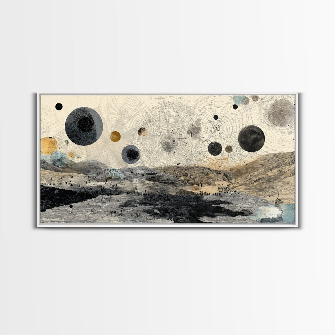 Surreal Planetary Desert Map Landscape Canvas Print, Abstract Wall Art, Dreamy Wall Art, Modern Home Decor, Office Decor