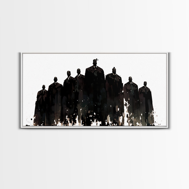 Powerful Black Men Silhouette Wall Art, African American Art, Abstract Portrait Canvas, Black History Gift For Office Decor