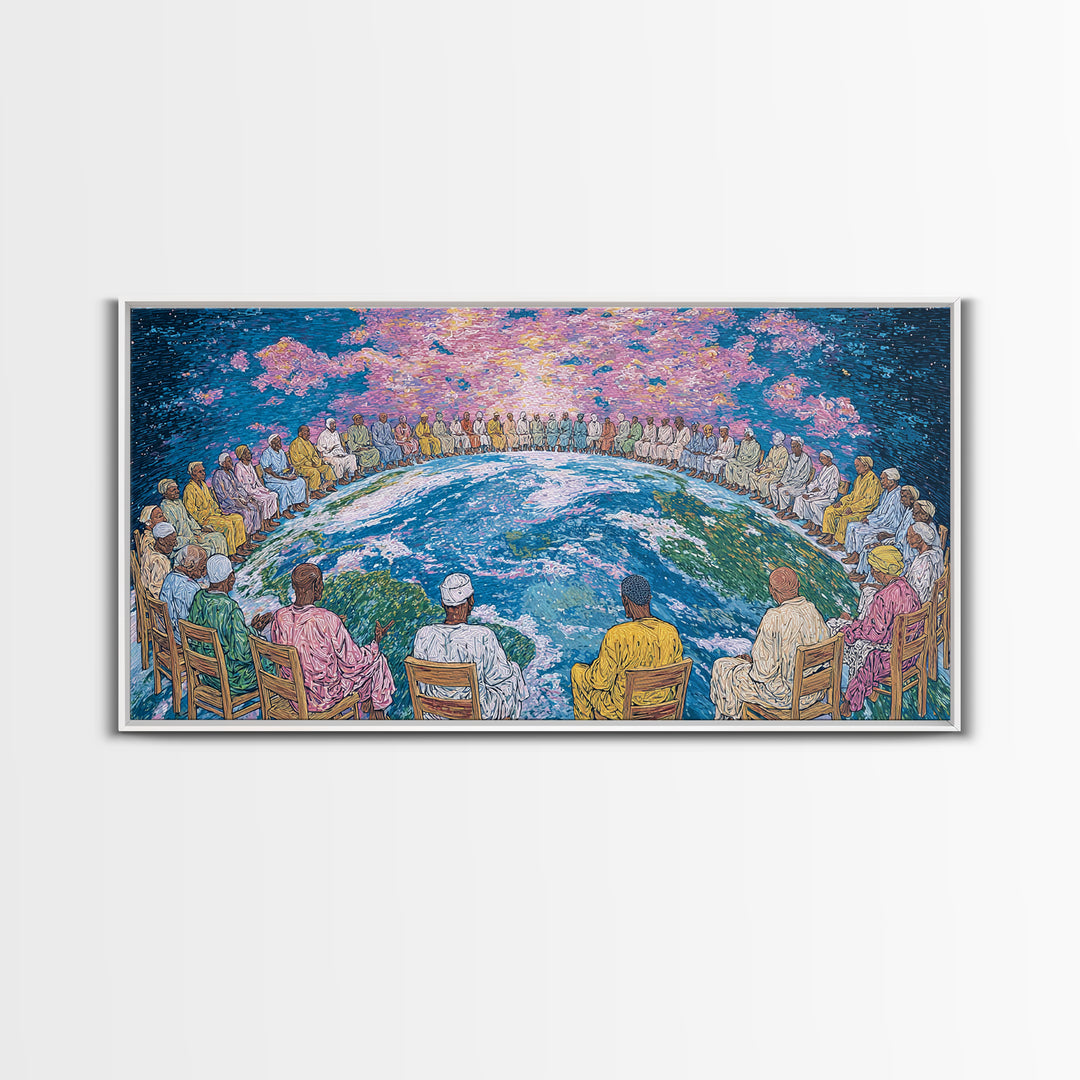 Global Elders Around Earth Wall Art, African American Art, Afrocentric Wall Art, Black History Art, Statement Home Decor