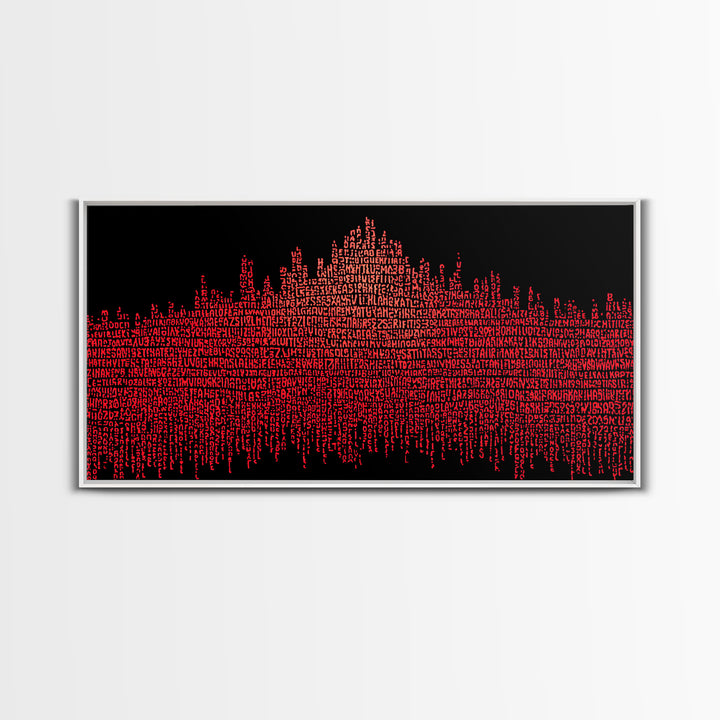 Red Typographic African Skyline Canvas Print, Bold Black Art, Afrocentric Wall Decor, Modern Cultural Home Decor Gift Idea