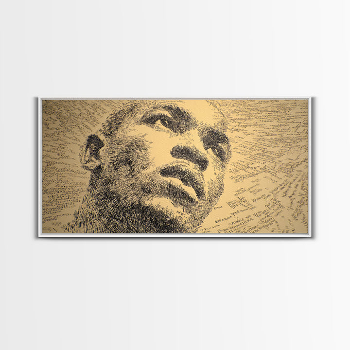 Sepia Text Portrait Of Black Man Canvas Print, African American Art, Afrocentric Wall Decor, Masculine Office Art Gift Idea