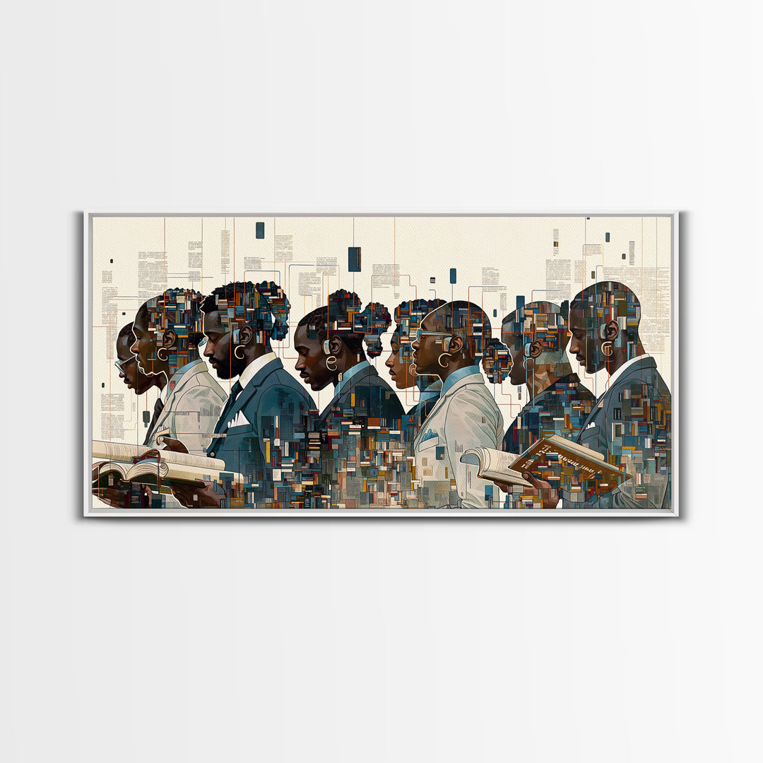 Black Scholars In Geometric Profile Wall Art, African American Art, Modern Black Culture Art, Office Decor, Afrocentric Prints