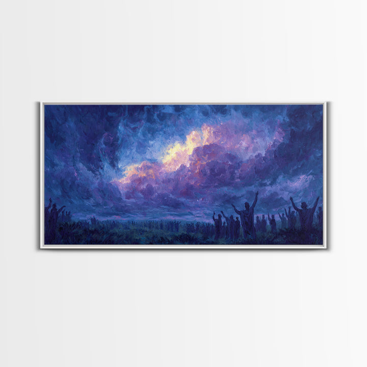 Mystic Purple African Storm Sky With Silhouettes Canvas Print, Spiritual Wall Art, Dreamy Landscape, Afrocentric Decor Gift