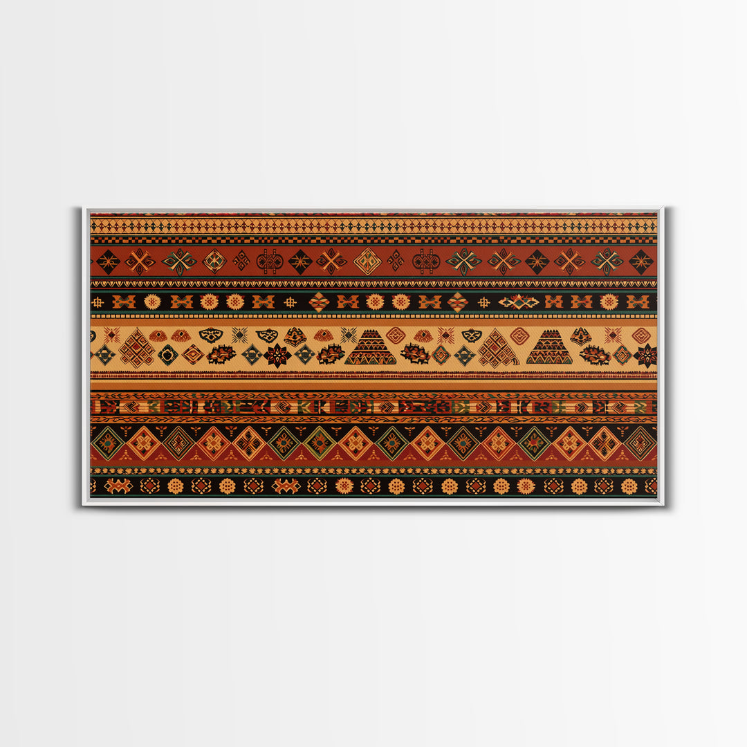 Traditional African Stripe Textile Wall Art, Ankara Pattern Print, Tribal Wall Decor, Warm Cultural Home Decor For Living Room