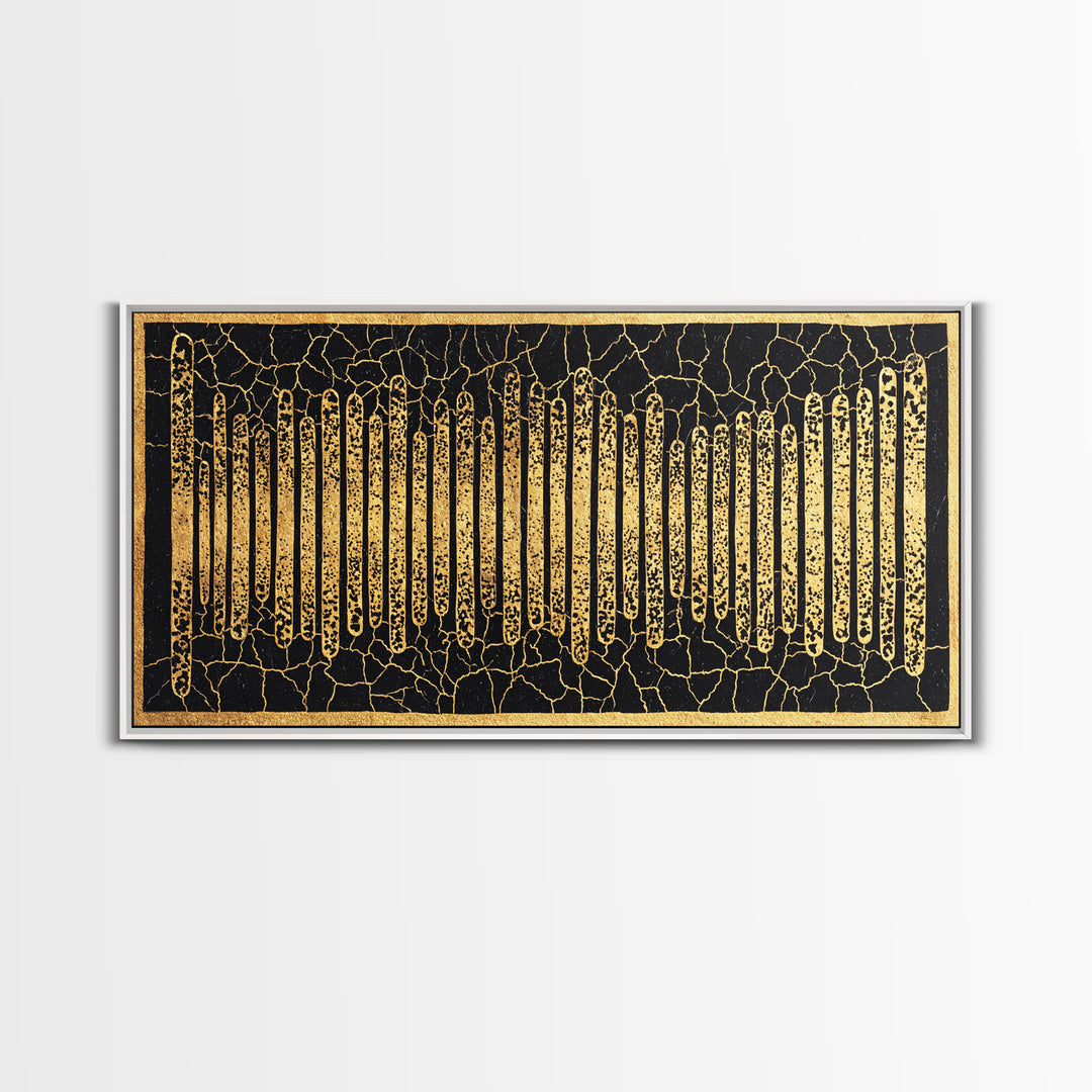 Black Gold African Textile Lines Wall Art, Abstract African Art Print, Tribal Pattern Canvas, Modern Afrocentric Decor Gift