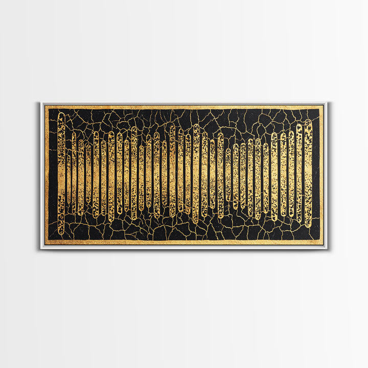 Black Gold African Textile Lines Wall Art, Abstract African Art Print, Tribal Pattern Canvas, Modern Afrocentric Decor Gift